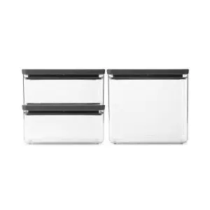 Кутии за съхранение на продукти комплект Brabantia Tasty+ Stackable 2x1.5L+1x3.5L Dark Grey, (35944313)
