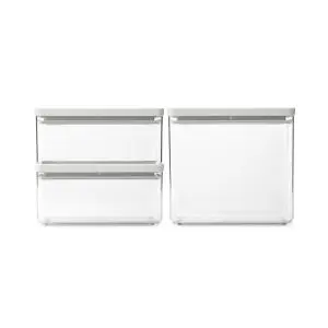 Кутии за съхранение на продукти комплект Brabantia Tasty+ Stackable 2x1.5L+1x3.5L Light Grey, (35943342)
