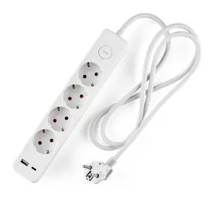 Разклонител Muhler с ключ, 4гн.+2X USB порта тип А+C(бързо зарядно), (35948564)