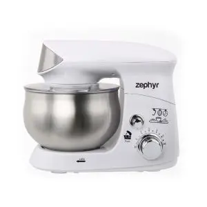 Планетарен миксер с иноксова купа ZEPHYR ZP 1115 R, 700W, 3.5 литра, 6 степени, Приставки, Бял, (18515)