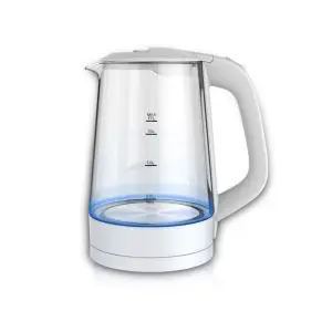 Електрическа кана SAPIR SP 1230 GC, 2200W, 1.7 литра, Светеща, Безжична, Стъклена, Бял, (18257)