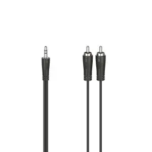 Аудио кабел HAMA, 3.5 mm жак мъжко - 2 x Чинч мъжко, 1.5 m, Стерео, Черен, (35935195)