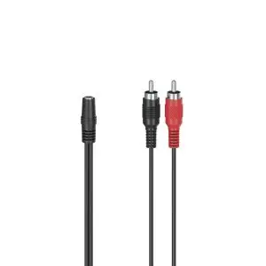 Аудио адаптер HAMA, 3.5 mm жак женско - 2 x Чинч мъжко, 0.12 м, Черен, (35934540)