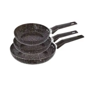 Комплект тигани ZILNER ZL 7135, 3 части, 20, 24, 28 см, Покритие Granite, Индукция, Черен, (18404)