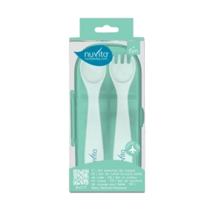 8477 Nuvita комплект вилица и лъжица в кутия COOL GREEN, (35943910)