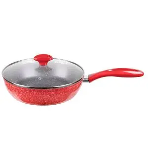 Тиган с капак ZEPHYR Red Passion ZP 4419 E24CD, 24 см, Мраморно покритие, Индукция, Червен
