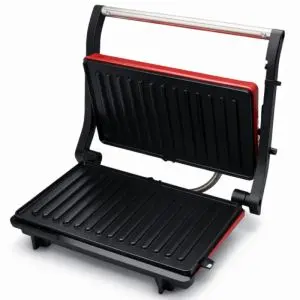 Сандвич тостер Panini Oliver Voltz OV51442R, 1000W, Незалепващи плочи, Отваряне на 180°, Тавичка за мазнина, Червен, (35948503)