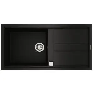 Гранитна мивка NOVA60LTG, авт клапан, обръщаема, за шкаф 60 см, черна, (35948871)