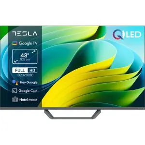 Телевизор Tesla Q43E665GFS, 43 инча (109 см), QLED, Full HD, Google TV, Сив, (35950767)