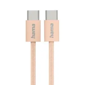 HAMA Кабел за зареждане 'Fabric', USB-C - USB-C, 1 m, Nylon, оранжев, (35938953)
