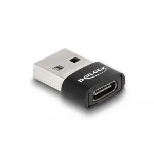Адаптер Delock, USB 2.0, USB Type-A мъжко - USB Type-C женско, Черен, (35937814)