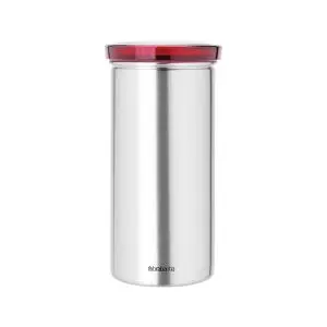 Буркан за 18 броя кафе-капсули Brabantia Matt Steel Fingerprint Proof, Red Lid, (35940994)