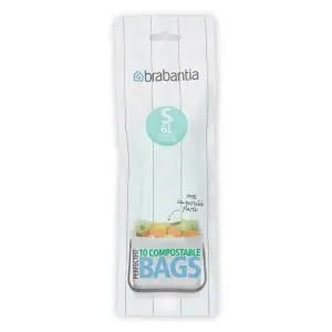 Торба за кош Brabantia PerfectFit Sort&Go размер S, 6L, 10 броя, зелени, биоразградими, ролка, (35941021)