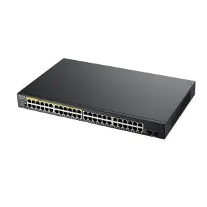 Суич ZYXEL GS1900-48HP, 48 портов управляем, PoE, Gigabit, за монтаж в шкаф, (35934971)