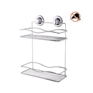 Правоъгълна етажерка за баня и кухня TEKNO-TEL DM 042, 2 нива, Вакуум, Сребрист, (18590)