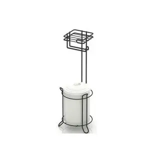 Двойна поставка за тоалетна хартия и кофа за боклук TEKNO TEL TR MG 095, 3 л, 20х20х57 см, Черен мат, (18282)
