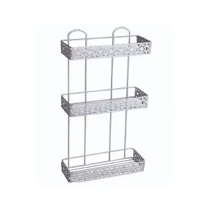 Поставка за баня TEKNO TEL BK-079W 3 нива с декор./бяло, (18300)