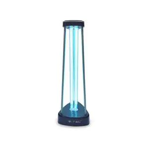Бактерицидна антивирусна лампа V-TAC 11203, UV + Озон, 38W, 60 кв.м, Таймер, Черен, (18317)