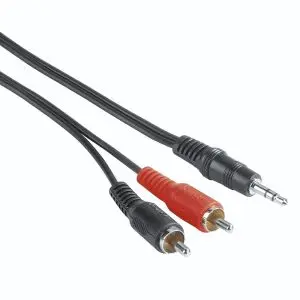 Аудио кабел HAMA, 3,5 mm жак мъжко - 2 x Чинч мъжко, 2м, Черен, (35934115)