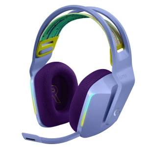 Геймърски слушалки Logitech G733 Lilac Lightspeed Wireless RGB, Микрофон, Лилави, (35934044)