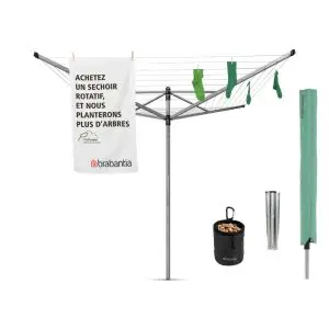 Външен простор Brabantia Lift-O-Matic Advance 50m, метален шип за вкопаване, калъф и торба за щипки, (35940931)