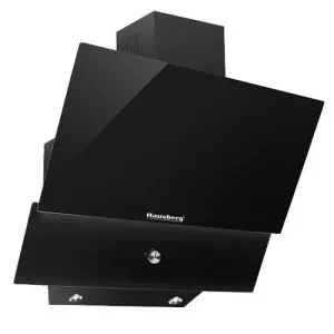 Абсорбатор декоративен Hausberg HB-2285NG, 140W, 60 см, 650 m3/h, Стъкло, Алуминиев филтър, Черен, (99HB2285NG)