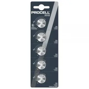 Бутонна батерия DURACELL PROCELL CR2032, 3V, 5 бр. в блистер, Литиева, /цена за 1 батерия/, (35936464)