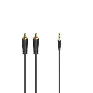 Аудио кабел HAMA, 3.5 mm жак мъжко - 2 x Чинч мъжко, 3.0м, Essential, Черен, (35935301)