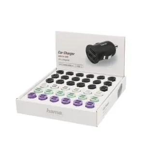 Зарядно за кола HAMA, 2 x USB, 2.4 A, Различни цветове, (35935279)