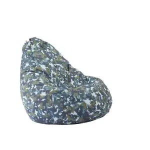 Пуф Pufrelax, круша за деца от 2-10 години, Nirvana Light - Army Camouflage Air, Перящ се текстилен калъф, Пълнеж от Полистиролни перли