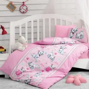 Детски спален комплект Cotton Box 129CTN2094, 4 части, Памук Ranforce, Плик 100х150, Чаршаф 120х150, Розов, (129CTN2094)