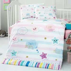 Детски спален комплект Cotton Box 170PTK2017, 4 части, Памук Ranforce, Плик 100х150, Чаршаф 100х150, Многоцветен, (11442)