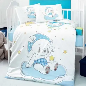 Детски спален комплект Cotton Box 170PTK2019, 4 части, Памук Ranforce, Плик 100х150, Чаршаф 100х150, Син, (11441)