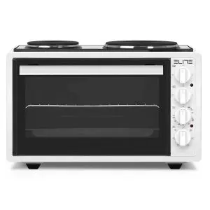 Електрическа мини готварска печка ELITE EMO-1209, 2 котлона, турбо вентилатор, бял, (16152)