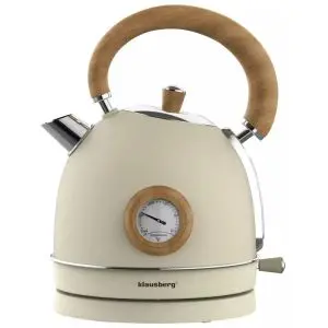 Електрическа кана с термометър Klausberg KB 7906, 2200W, 1.8 л, Индикатор за нивото на водата, Защита от прегряване, Крема, (35944522)