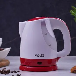 Електрическа кана Voltz V51230F, 1300W, 900 ml, Мерителна скала, Бял/червен, (55551230FR)