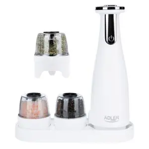 Електрически мелнички Adler AD 4449W, 3 бр, 150 мл, USB, Li-Ion 1500mAh, Керамични остриета, Бял, (14598)