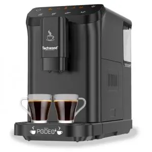 Еспресо машина Techwood TCA-1315AEX, 1350W, 15 bar, 1.5 л, 4 функции, Touch бутони, Вградена кафемелачка с 15 степени, Черен, (35922847)