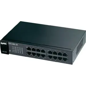Суич ZYXEL GS1100-16, 16 портов, Gigabit, за монтиране в шкаф, (35932384)