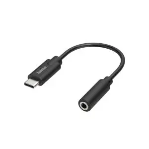 Аудио адаптер HAMA, USB-C мъжко - 3.5 mm аудио жак женско, Стерео, Черен, (35935381)
