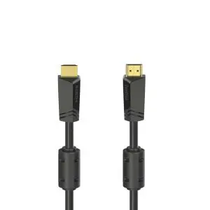 Кабел HAMA High-Speed, HDMI мъжко - HDMI мъжко, 4K, 18GB/s, Ethernet ,10 м, Позл. конектори, 2 филтъра, Черен, (35934233)