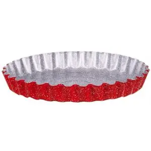 Форма за киш Voltz V51223RG, 27x5.6 см, Мраморно покритие, Въглеродна стомана, Червен, (17530)