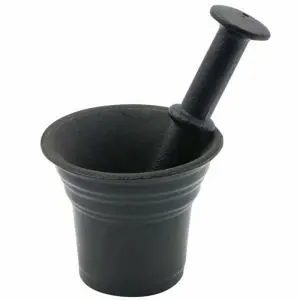 Хаванче и пестик Kinghoff KH 1196, 17x10 см, Изцяло чугунен, Черен, (9999KH1196)