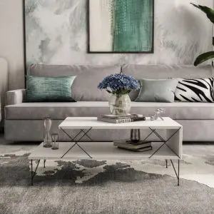 Холна маса Kalune Design 854KLN2826, 100x50x40 см, ПДЧ, Меламиново покритие, Бял, (13085)