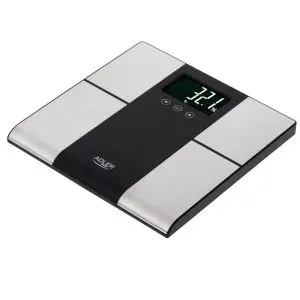 Кантар Adler AD 8165, До 225 кг, Памет за до 10 потребителя, LCD дисплей, 3 x AAA, Инокс/Черен, (35922816)