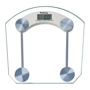 Кантар Rosberg R51650B, 180 кг, Дигитален, Вкл. батерия, LCD, Стъкло, (555551650B)