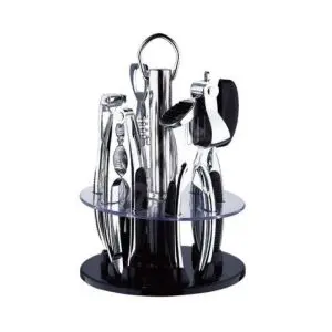 Комплект кухненски прибори Bohmann BH 7780, 6 части, Въртяща се стойка, Инокс/черен, (11274)