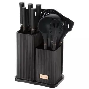 Комплект кухненски прибори Klausberg KB 7835, 12 бр, Неръждаема стомана, Черен, (35922744)