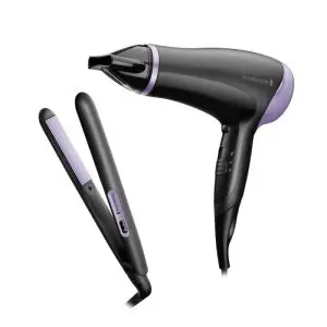 Комплект преса за коса и сешоар Remington D3016GP, Керамично покритие, Черен/Лилав, (35922537)