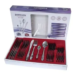 Комплект прибори за хранене Bohmann BH 7124MR, Кутия, Неръждаема стомана, 24 бр, Инокс, (99BH7124MR)